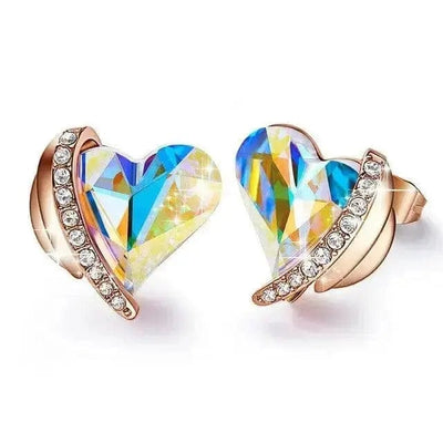 golden mulicolor Earring Studs for  angel heart necklace for women