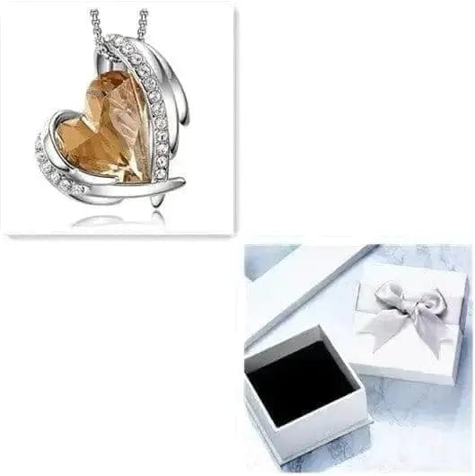 platinum gold box Angel Heart Necklace for Women