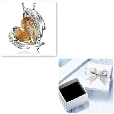 BROOCHITON Necklaces Platinum gold box Crystals Angel Pink Heart Necklace