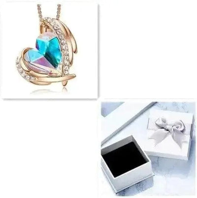 BROOCHITON Necklaces Rose gold color box Olive green box for angel heart necklace for women