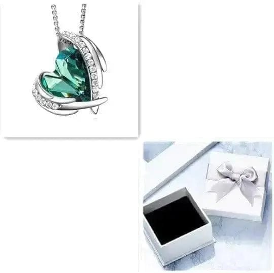 BROOCHITON Necklaces platinum green box Olive green box for angel heart necklace for women