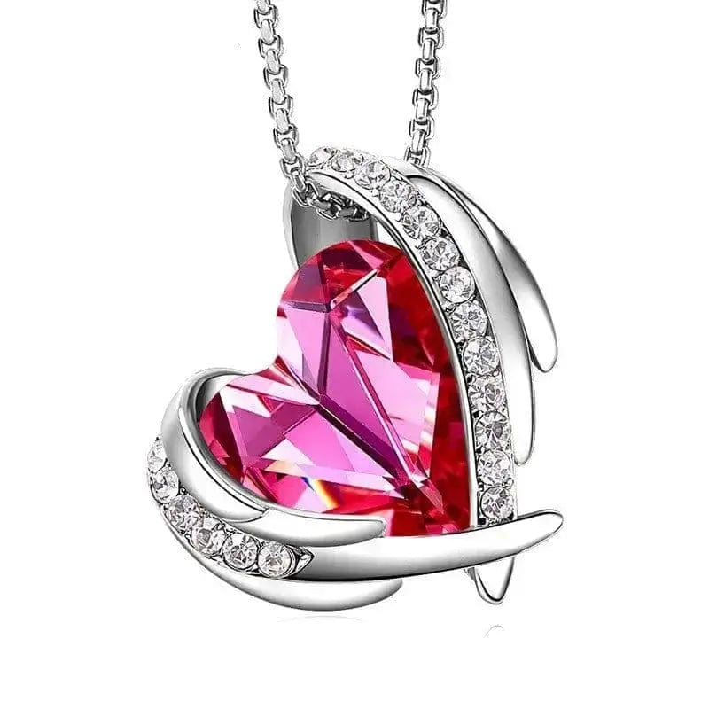 Platinum Rose angel heart necklace for women