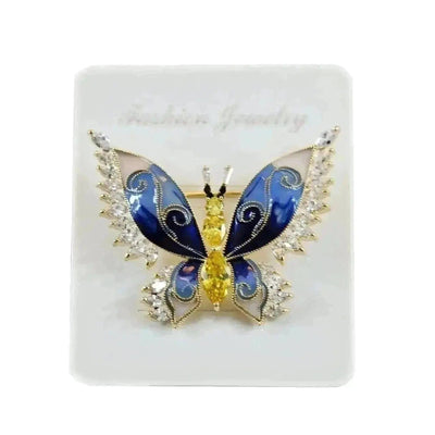 BROOCHITON Brooches blue Cubic Zirconia butterfly brooch