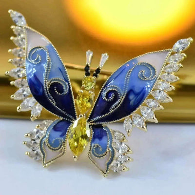 BROOCHITON Brooches blue Cubic Zirconia butterfly brooch