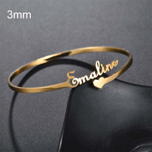 BROOCHITON Bracelets Style1 / Gold / 3mm Customized Name Bracelet