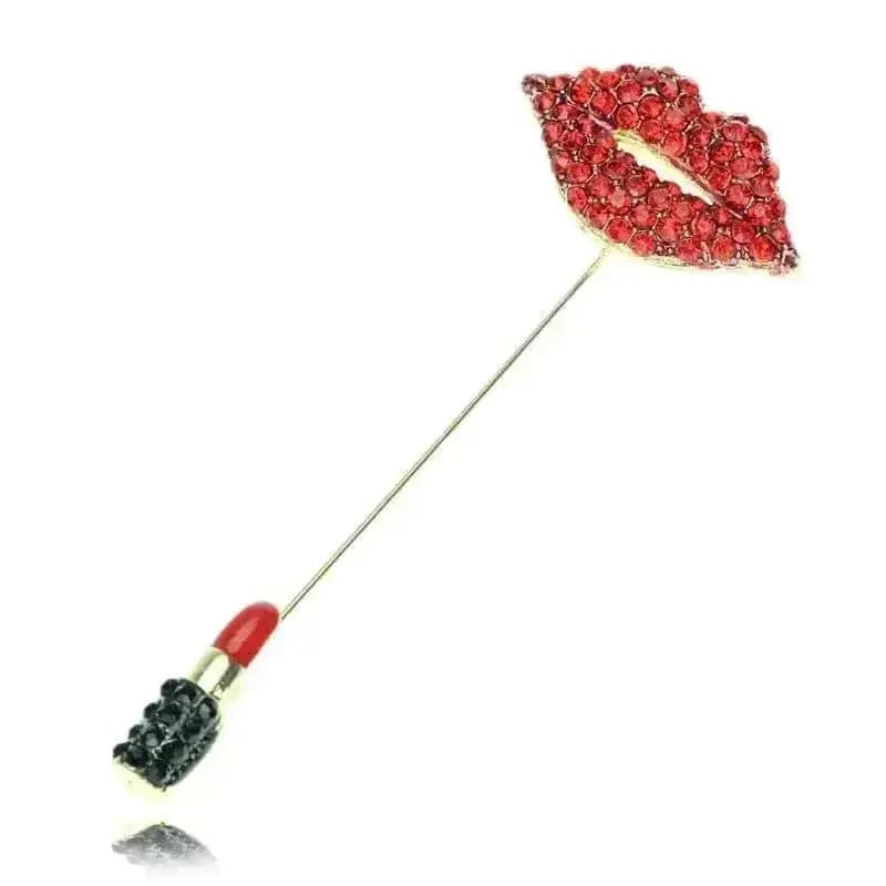 🌟 Dazzling Diamond Red Lip Lipstick Brooch - Unique Charm 🌟