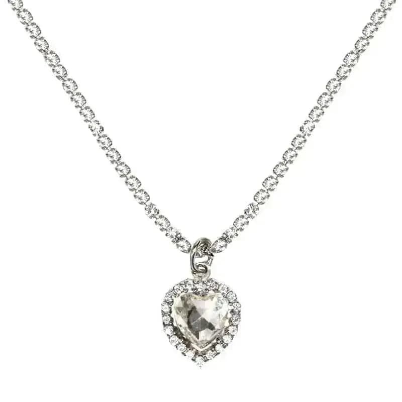 🌈 Dazzling Love Pendant Single Row Diamond Necklace - Make Every Heartbeat Count 🌈