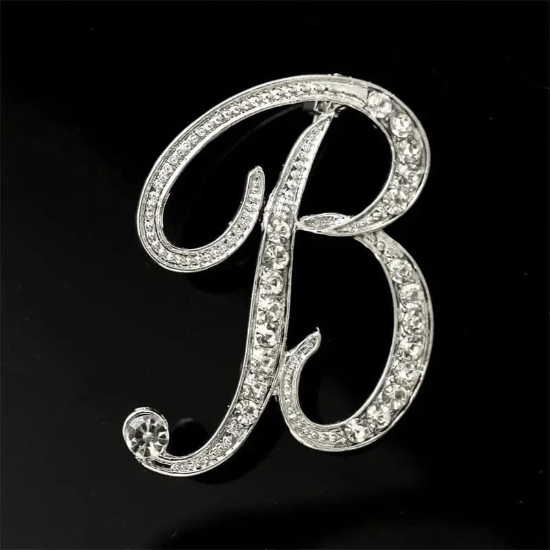 BROOCHITON Brooches Silver / B Diamond English Alphabet Brooches