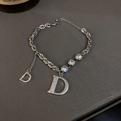Diamond Letter D Fringe Bracelet Elegance! 💎