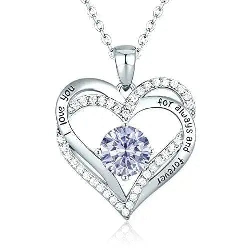 silver light blue Diamond Zircon Heart Pendant Necklace