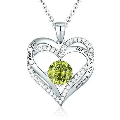 silver yellow Diamond Zircon Heart Pendant Necklace