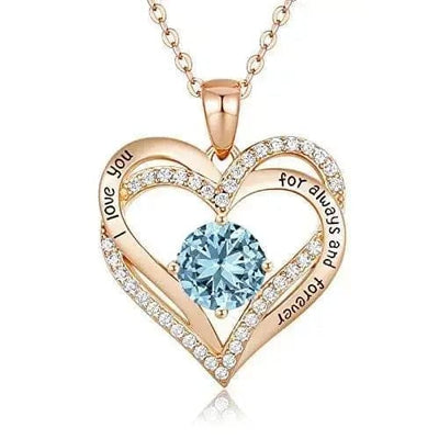 gold green blue Diamond Zircon Heart Pendant Necklace 