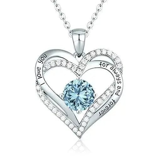 siver green blue Diamond Zircon Heart Pendant Necklace