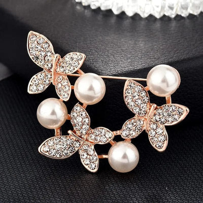 BROOCHITON jewelry 6Style Diamond Pearl Brooch pin