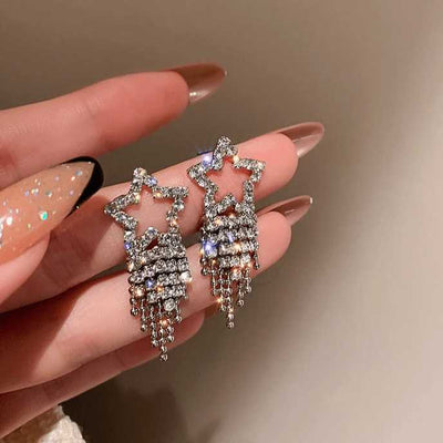 BROOCHITON jewelry Star Diamond-studded Pearl Earrings