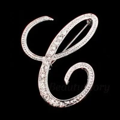 BROOCHITON Brooches C Diamonds English Letter Brooches