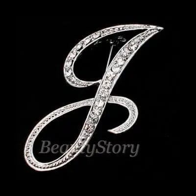 BROOCHITON Brooches J Diamonds English Letter Brooches