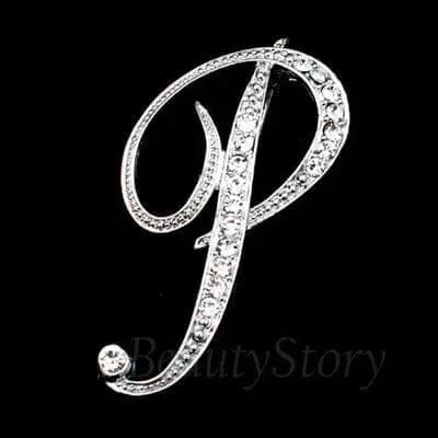 BROOCHITON Brooches P Diamonds English Letter Brooches