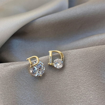 BROOCHITON Earrings Golden Net Red All-Match Small Zircon Earrings