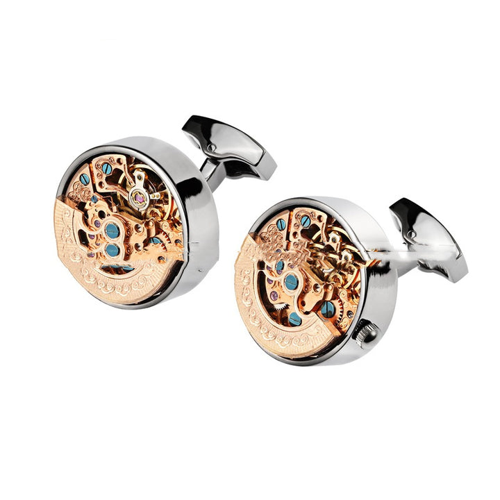 Watch Movement Cufflinks — Gunmetal/Gold/Silver (French Cuff, Pair)