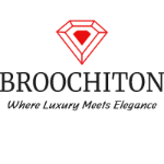 Broochiton logo with a red brooch on a white background
