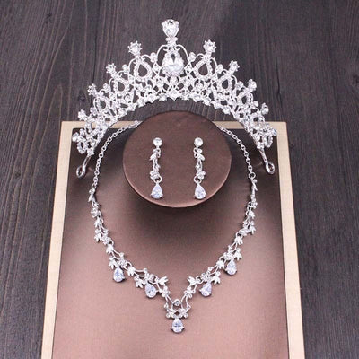 BROOCHITON Necklaces Style 5 Elegant Bridal Rhinestone Crown & Necklace Set