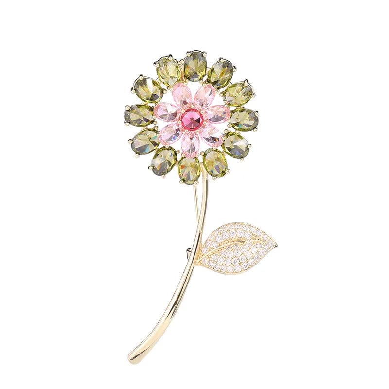 🌻 Zircon Inlaid Sun Flower Brooch - Nature's Elegance 🌻