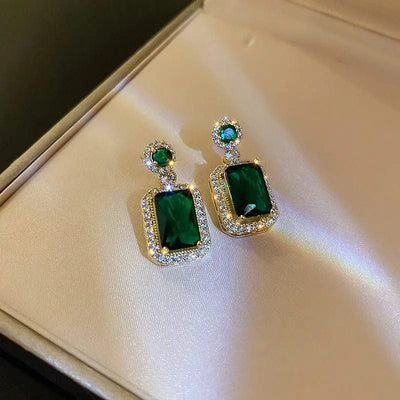 BROOCHITON jewelry Green / Earrings Emerald Crystal 