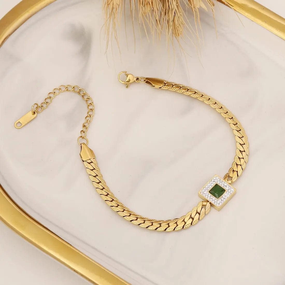 BROOCHITON jewelry Bracelet Emerald gold 
