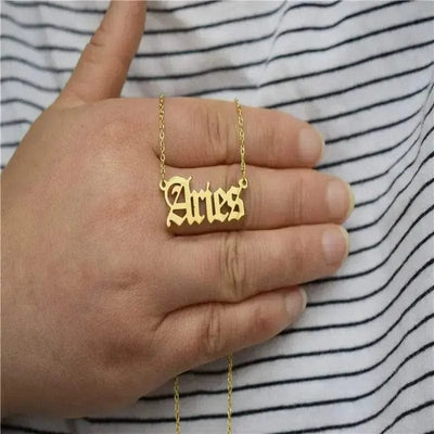 BROOCHITON Necklaces Gold / Aries English Letter Constellation Necklaces