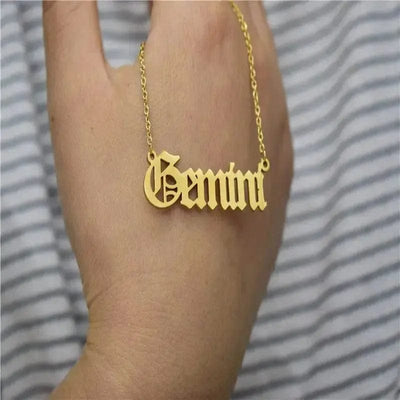 BROOCHITON Necklaces Gold / Gemini English Letter Constellation Necklaces