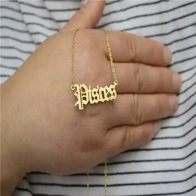 BROOCHITON Necklaces Gold / Pisces English Letter Constellation Necklaces