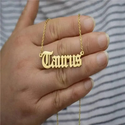 BROOCHITON Necklaces Gold / Taurus English Letter Constellation Necklaces