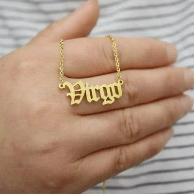 BROOCHITON Necklaces Gold / Virgo English Letter Constellation Necklaces