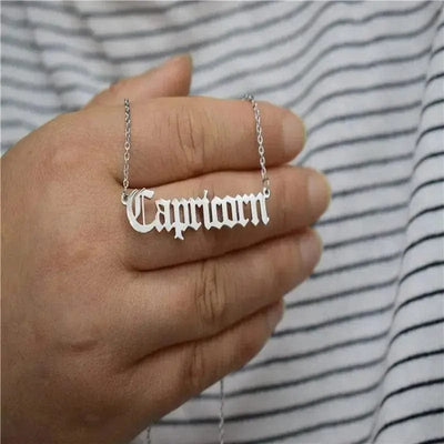BROOCHITON Necklaces Silver / Capricorn English Letter Constellation Necklaces
