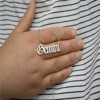 BROOCHITON Necklaces Silver / Gemini English Letter Constellation Necklaces