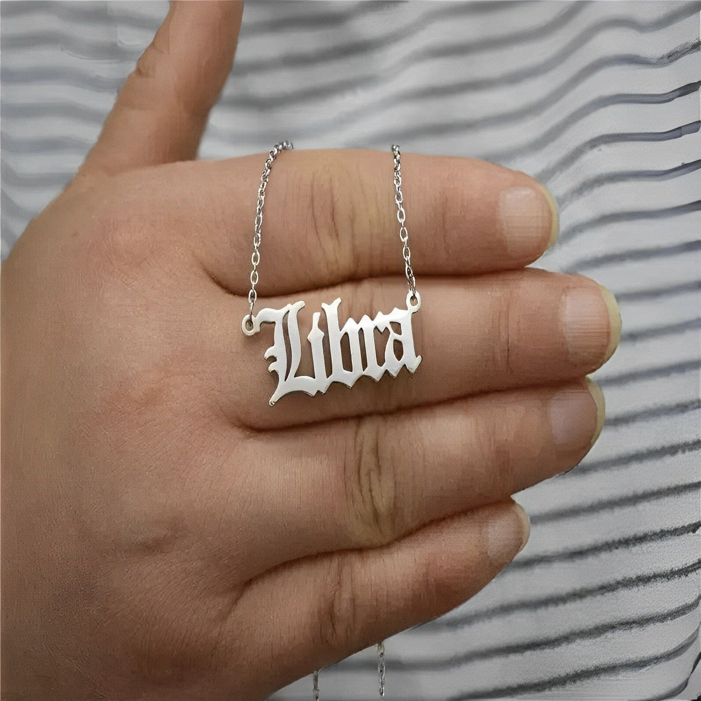 BROOCHITON Necklaces Silver / Libra English Letter Constellation Necklaces