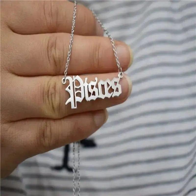 BROOCHITON Necklaces Silver / Pisces English Letter Constellation Necklaces