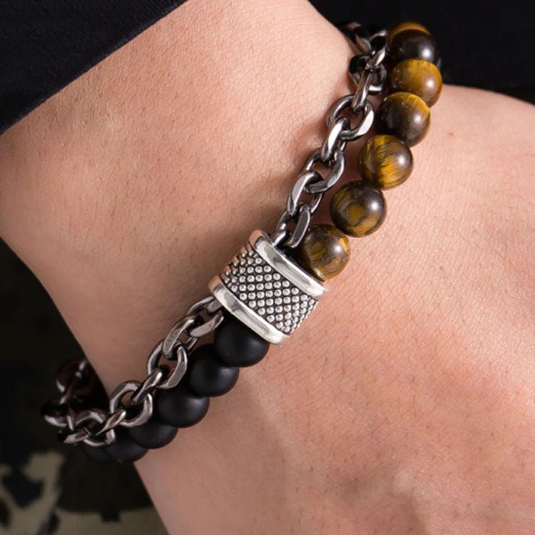 European And American Frosted Map Stone Men's Bracelet