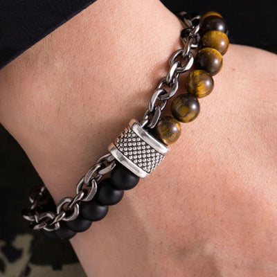 European And American Frosted Map Stone Men's Bracelet