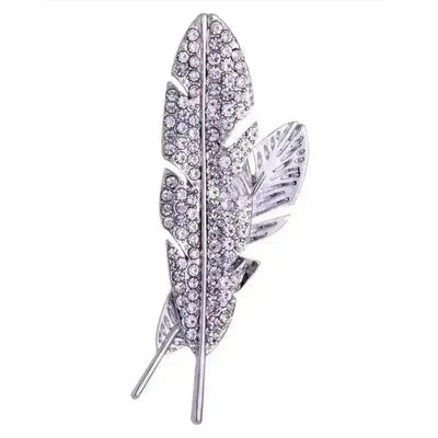 BROOCHITON Brooches Silver Feather Men's Brooch