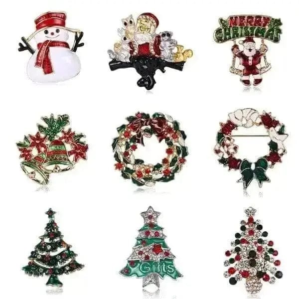 santa claus christmas tree brooch collection of 9 styles #2