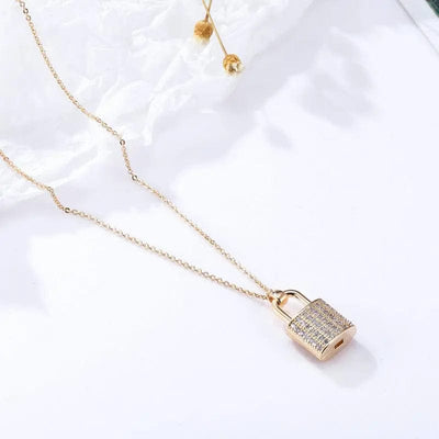 BROOCHITON Necklaces Gold lock necklace for lovers