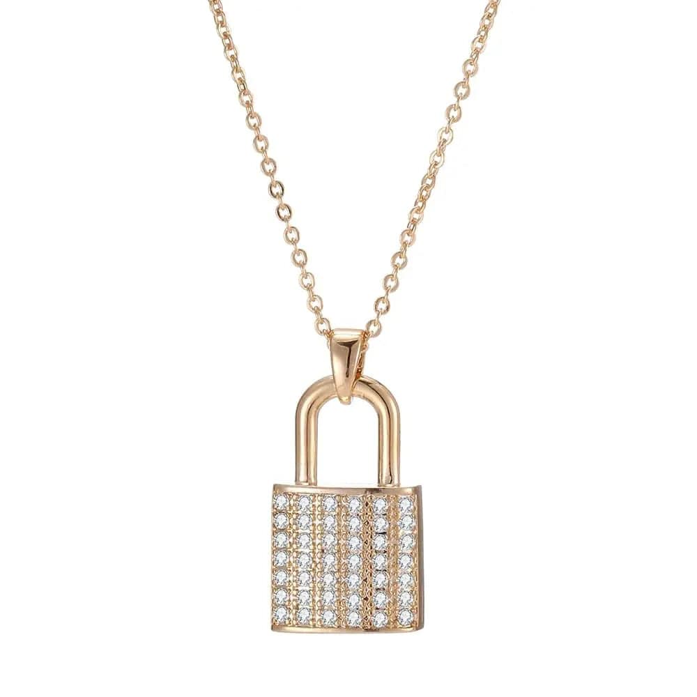 BROOCHITON Necklaces Gold Gold lock necklace for lovers