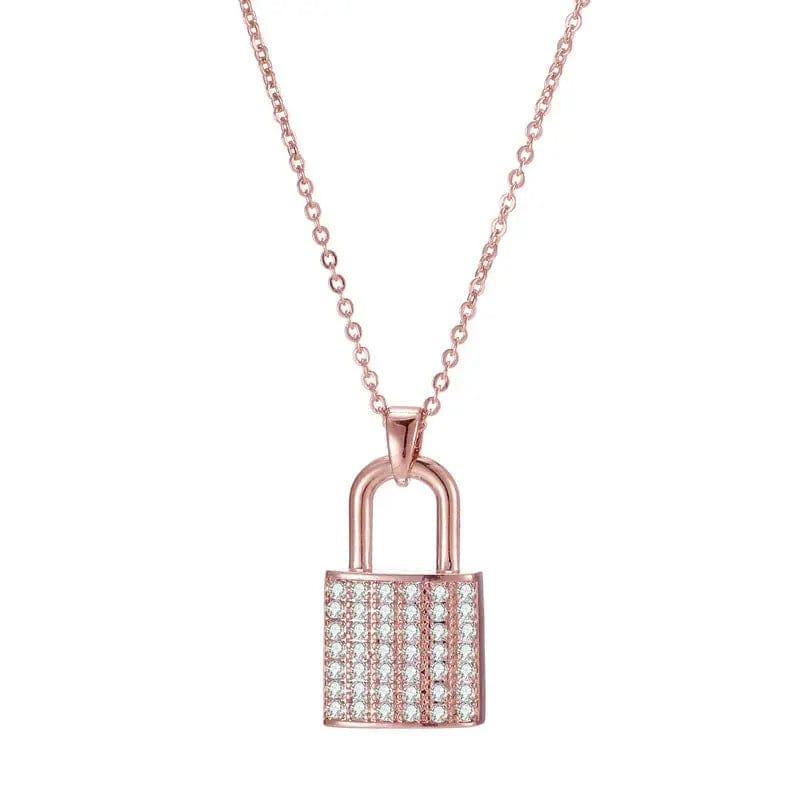 BROOCHITON Necklaces Rose Gold Exquisite Love Lock Luxury Necklaces