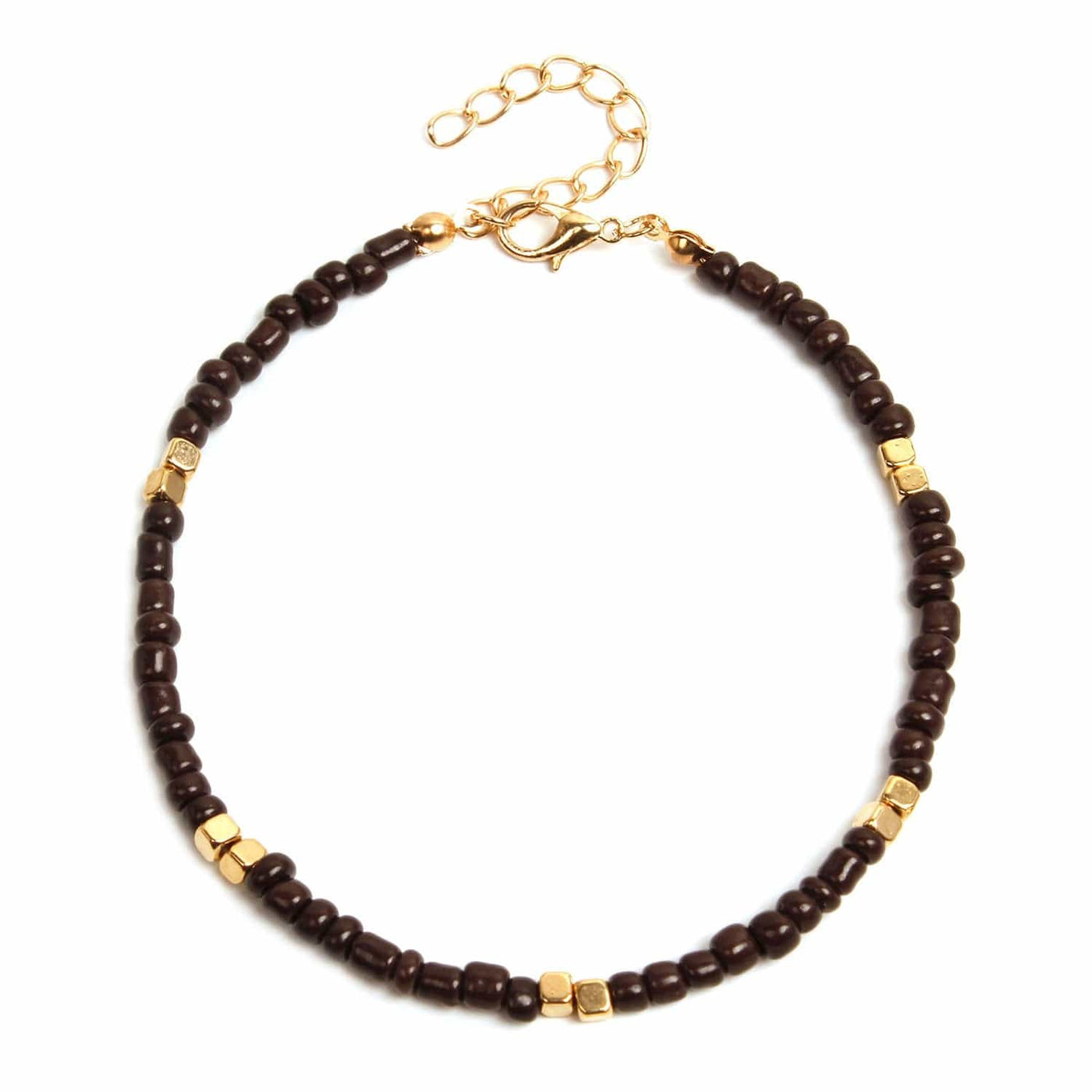 Golden Rice Bead Anklet Elegance✨