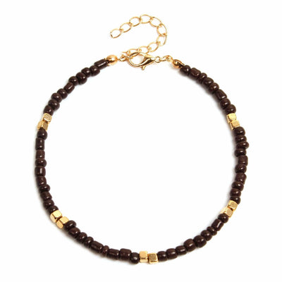 Golden Rice Bead Anklet Elegance✨