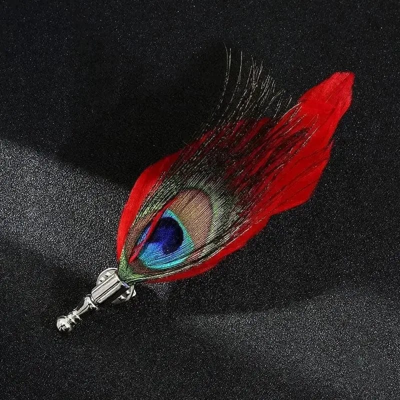 BROOCHITON Brooches C Handmade Peacock Feather Brooch