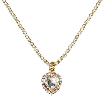 BROOCHITON Necklaces White / Gold plated Heart Crystal Pendant Necklace