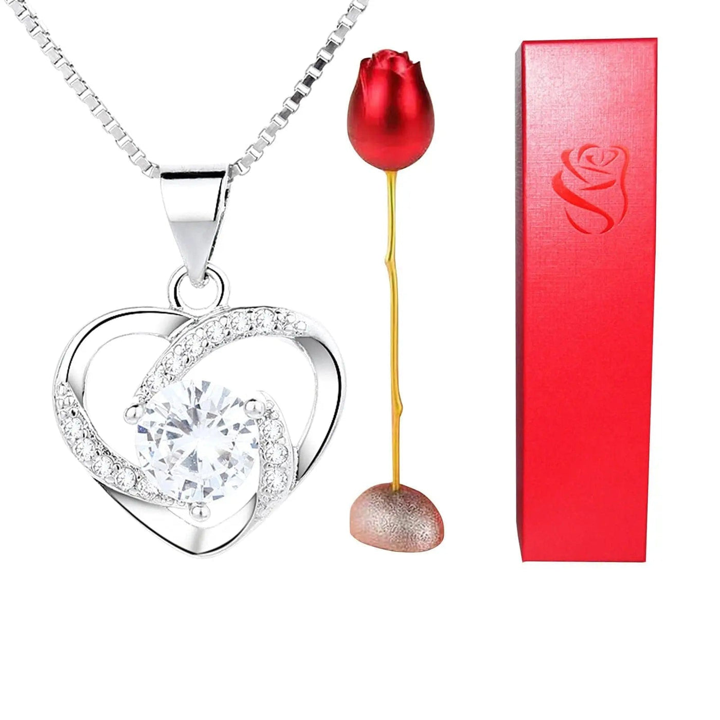 BROOCHITON Necklaces style C heart-shaped crystal diamond pendant necklace